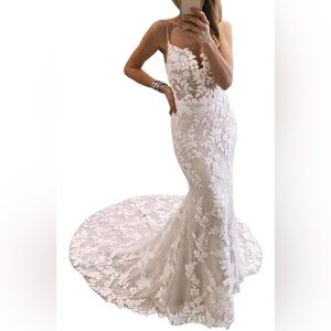 Mermaid Wedding Dress with Lace  size 4